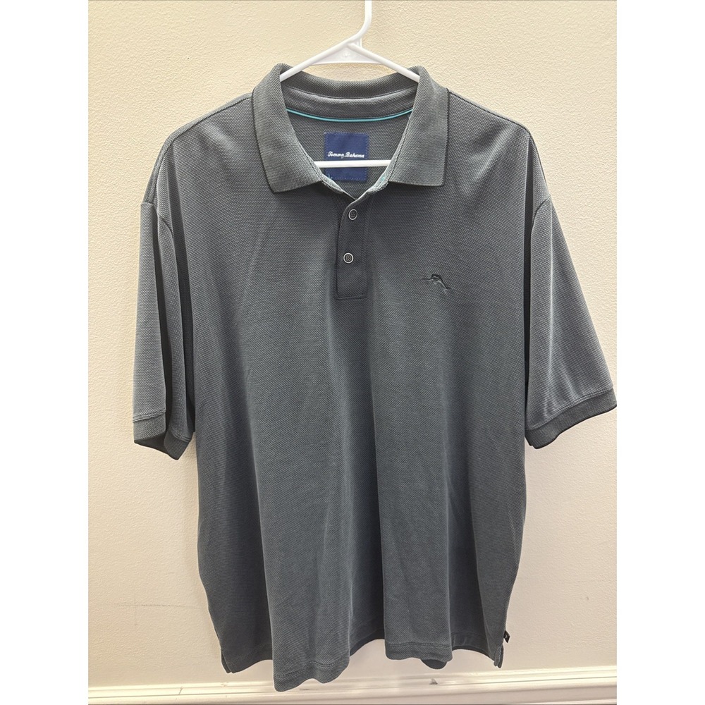 Tommy Bahama Mens XL Polo Shirt Black Short Sleeve Modal Blend Marlin Logo